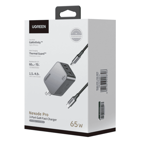 Cargador Carga Rapida UGREEN NEXODE PRO 65W + Cable X755