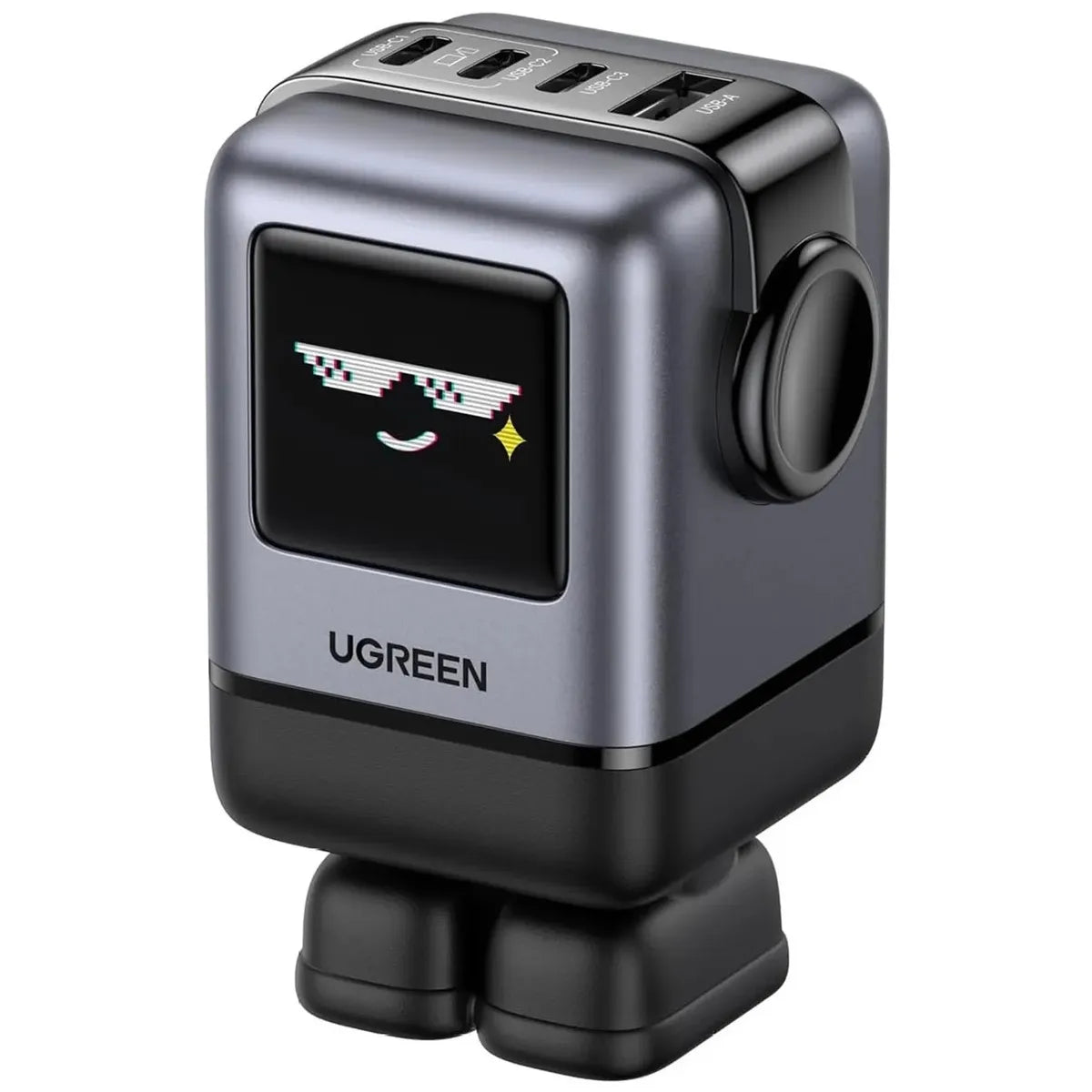 Cargador UGREEN Uno 100W GaN X688 Robot Pantalla TFT 4 Puertos