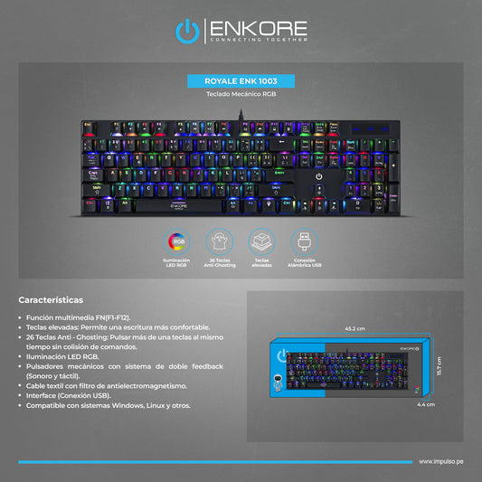 TECLADO MECANICO ENKORE ROYALE ENK1003 RGB