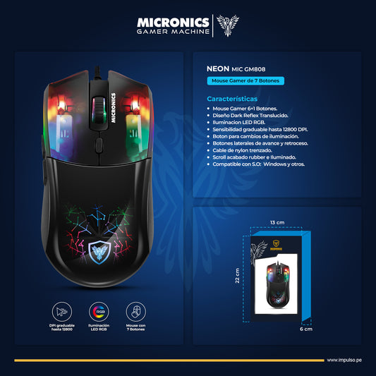 MOUSE MICRONICS NEON - MIC GM808