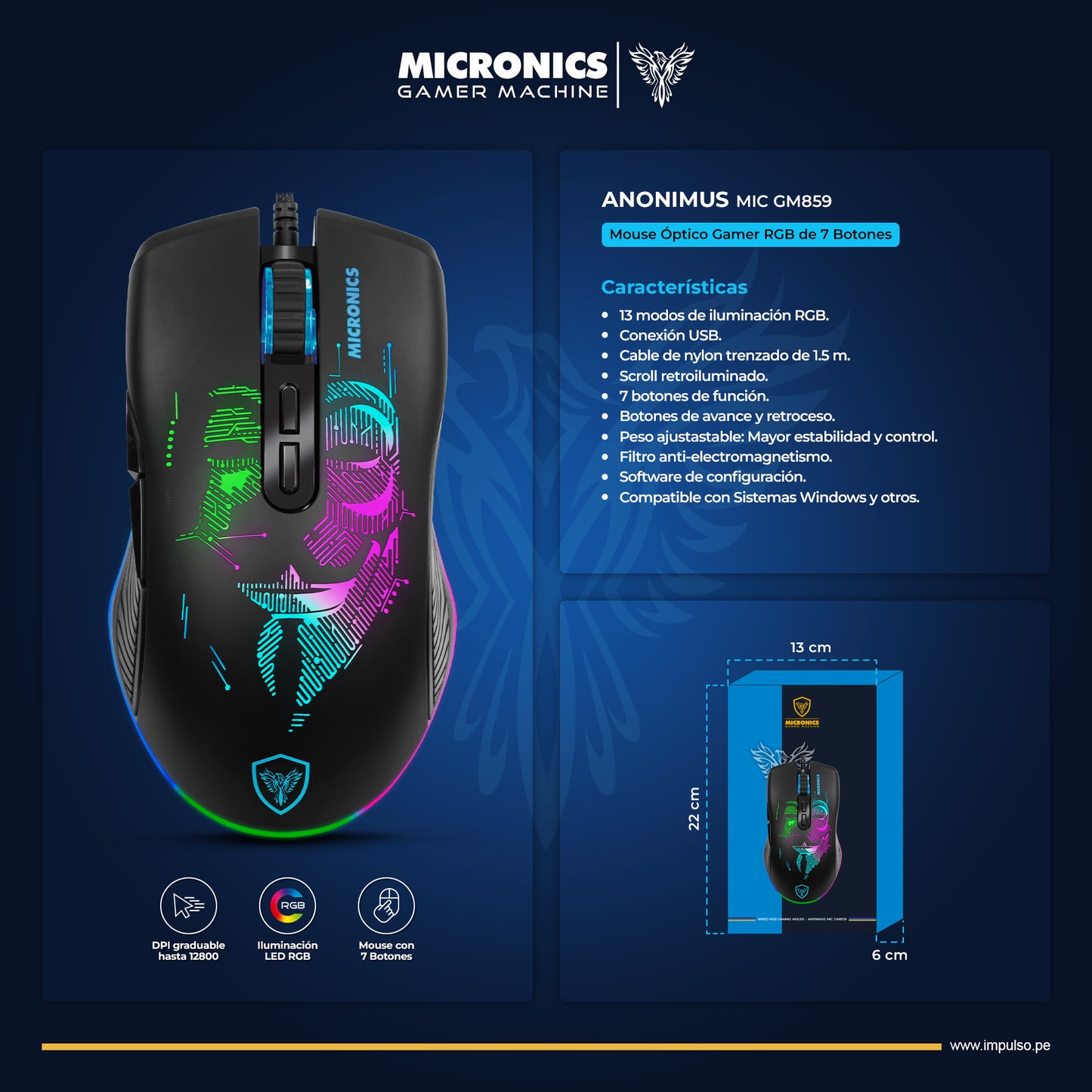 MOUSE GAMER MICRONICS MIC GM859