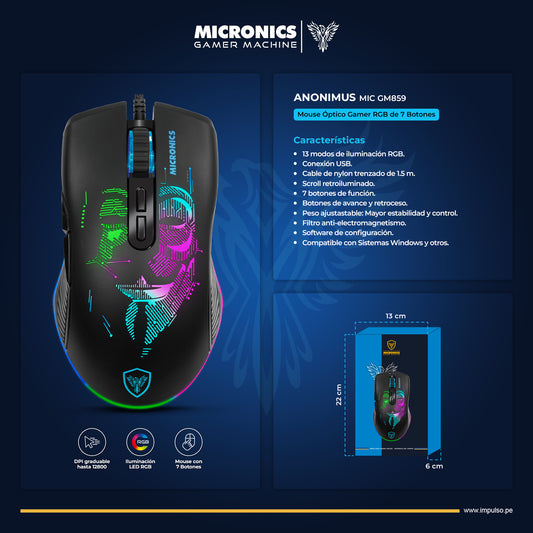 MOUSE GAMER MICRONICS MIC GM859
