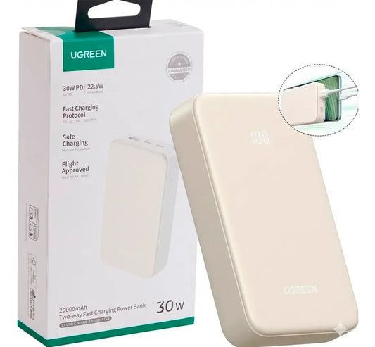 Power Bank Ugreen Pb531 20000mah 30w Carga Rápida Beige
