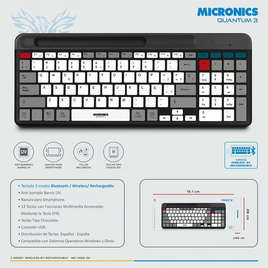TECLADO MICRONICS QUANTUM 3 MIC K600-3M BT
