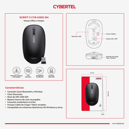 MOUSE CYBERTEL CYB M305-3
