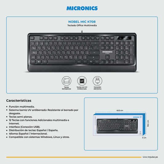 TECLADO MICRONICS NOBEL MIC K708