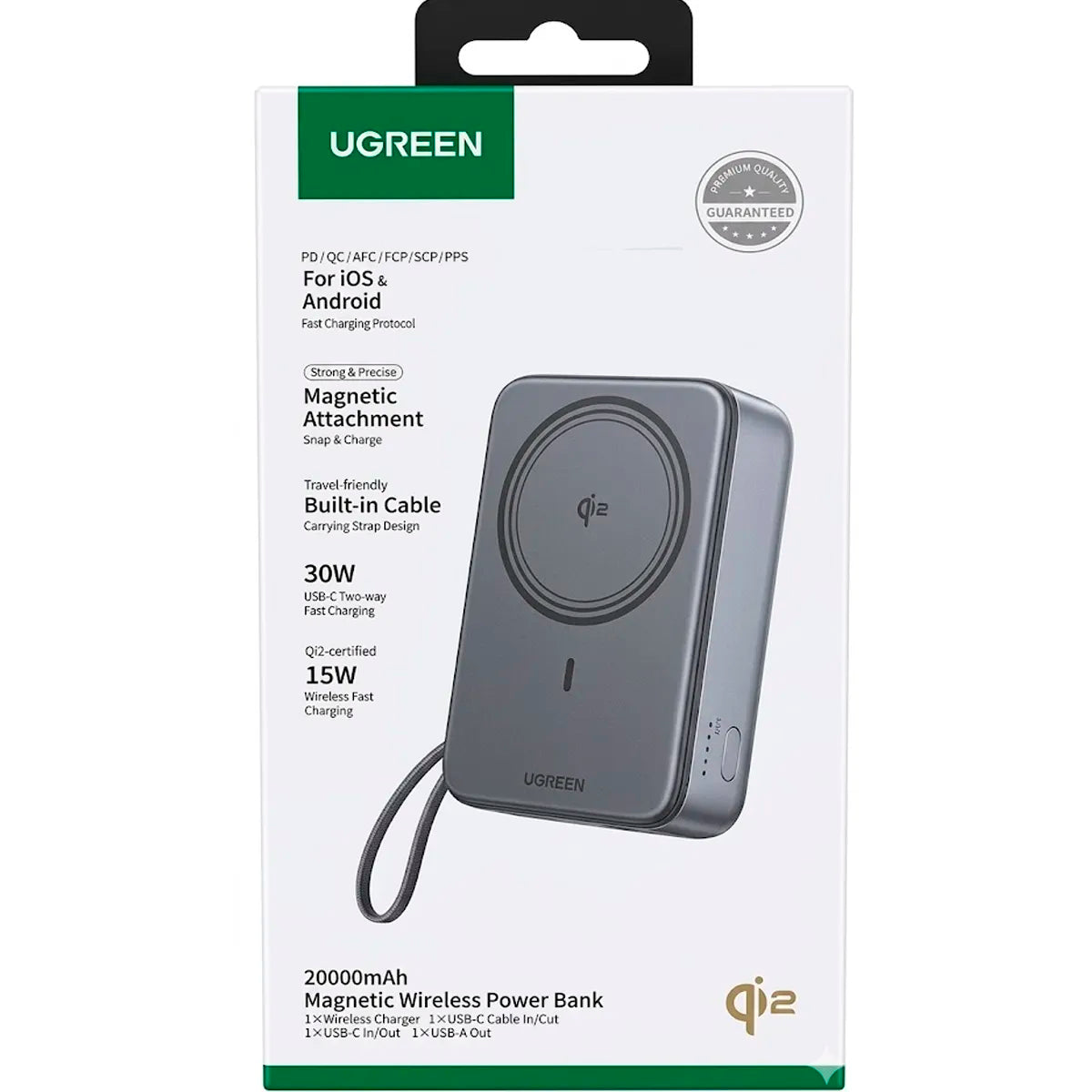POWER BANK UGREEN 20.000MAH QI2 15W + 30W FAST CHARGE PB567/55450B